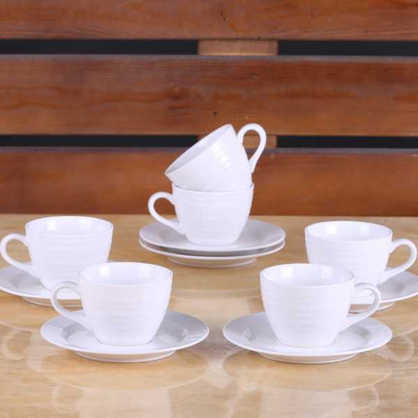 service café au lait en porcelaine fine blanc pour 6 personnes