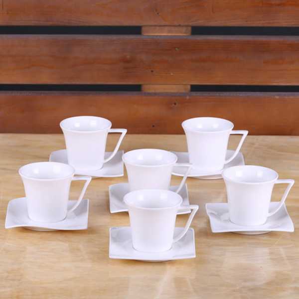 service café au lait en porcelaine fine blanc pour 6 personnes